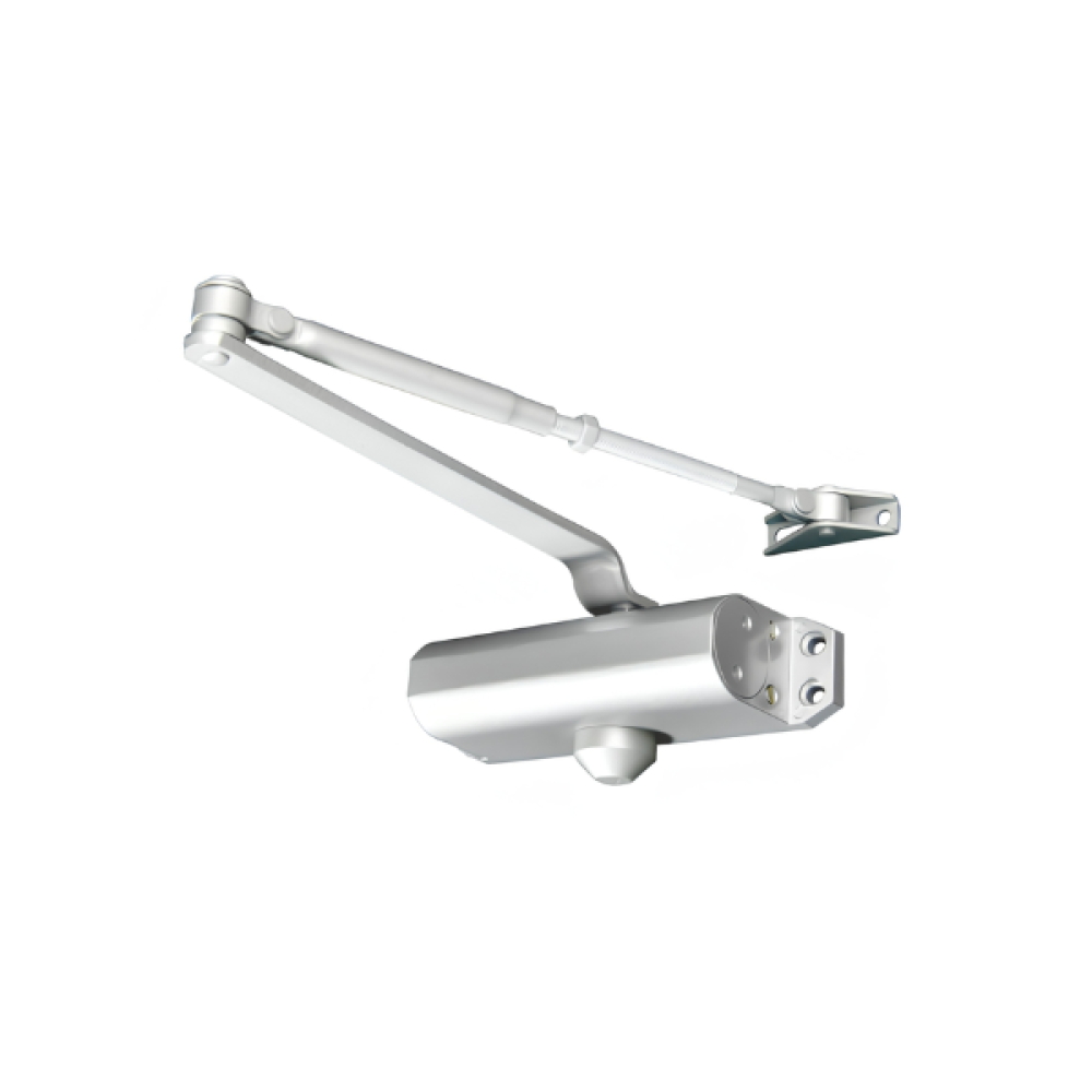 Overhead door closer. Selectable Power Size 2-4 by position Single action right and left closing doors Suitable for up to 25-85kg leaf weight and 900-1050mm leaf width Opening angle up to 180°
