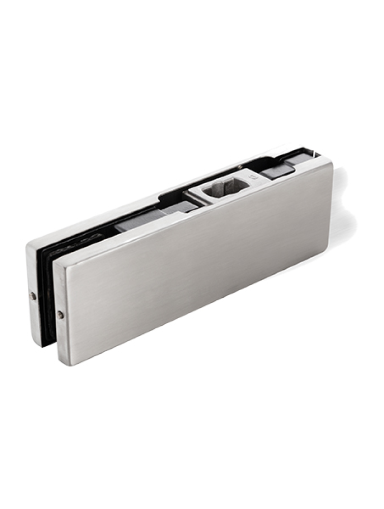 Bottom patch fitting Designed for single-glazed frameless glass doors Suitable for 10-12mm toughened glass Compatible with most floor springs and floor pivots Includes insert to suit bottom pivot Suitable for frameless tempered glass door assemblies