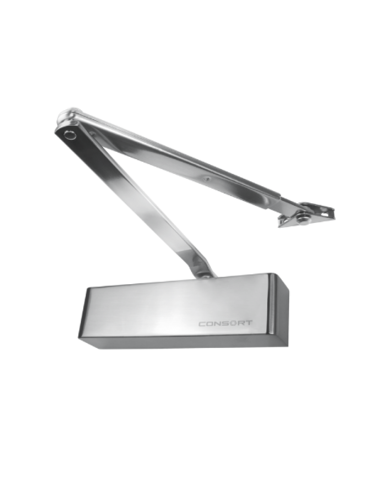 Adjustable power size 2-4 by spring. Single action right/left closing doors. Suitable for up to 40-85kg leaf weight and 1100mm leaf width.